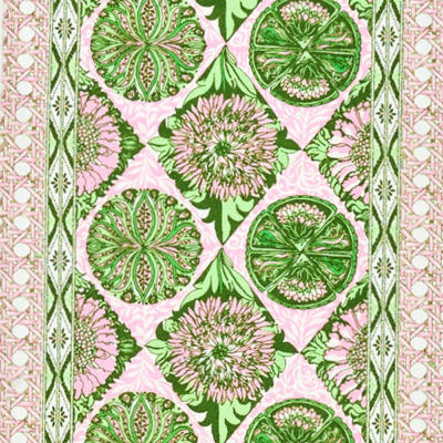 Bordered Table Runner, Multi Tropical Tiles Runner, swatch