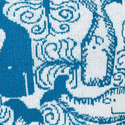 Kendra Sweater, Nassau Blue Thar She Blows Jacquard, swatch
