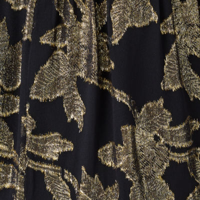 Cecile Dress, Noir Falling Floral Viscose Metallic Clip, swatch