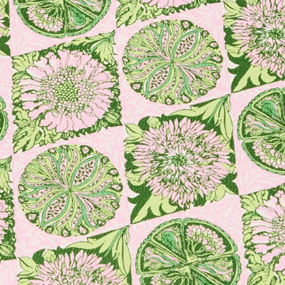 Reversible Placemat Set, Oleander Pink Tropical Tiles, swatch