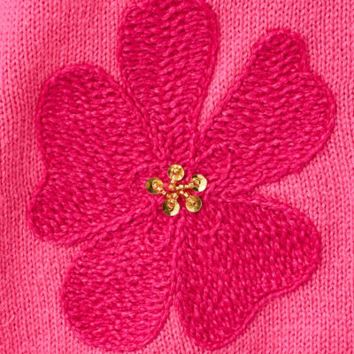 Millard Sweater, Pink Aster Big Lillys Flower Embroidery, swatch