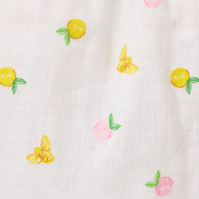Abralynn Embroidered Linen Shirtdress, Pink Muse Lemon Bee Half Drop, swatch