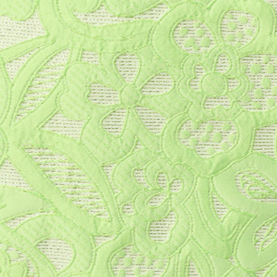 Cerese Skirted Romper, Pistachio Macaron Floral Cutwork Metallic Stripe, swatch