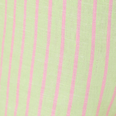 Sea View Linen Button Down Shirt, Pistachio Macaron X Conch Shell Pink Saint Tropez Stripe, swatch
