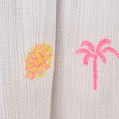 29" Enzo Embroidered Pant Cover-Up, Resort White Beachcomber Embroidery, swatch