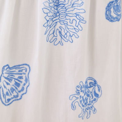 Zanna Embroidered Cotton Midi Dress, Resort White Castaway Embroidery, swatch