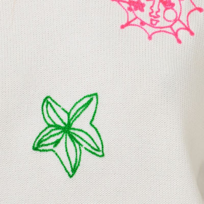 Tensley Embroidered Sweater, Resort White Fleur De Lilly Embroidery, swatch