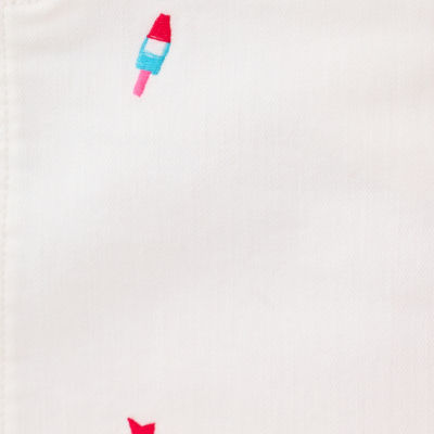 Colette Denim Skort, Resort White Its A 250th Celebration Embroidery, swatch