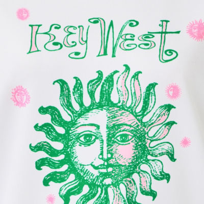 Ballad Cotton Sweatshirt, Resort White Key West Destination Graphic, swatch