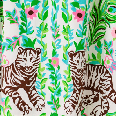 Luanne Stretch Midi Shirtdress, Resort White Royal Zoo Engineered Woven Dress, swatch