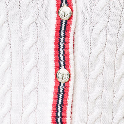 Brockton Crew Neck Cardigan, Resort White X Paradise Punch Tipping, swatch