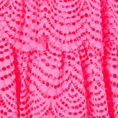 Faye Lace Ruffle Dress, Roxie Pink Scalloped Shell Lace, swatch