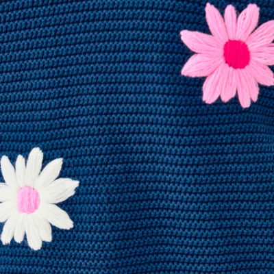 Tensley Embroidered Sweater, Starlight Navy Garden Oasis Embroidery, swatch