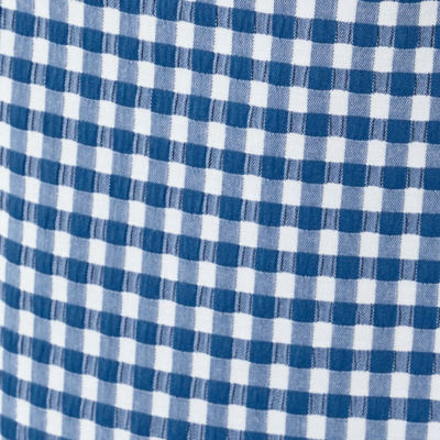 Veda Skirted Romper, Starlight Navy Gingham Stretch Jacquard, swatch