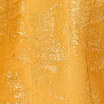 Cecile Dress, Topaz Yellow Falling Floral Viscose Metallic Clip, swatch