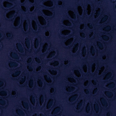 Shelli Eyelet Mini Dress, True Navy Oversized Pinwheel Eyelet, swatch