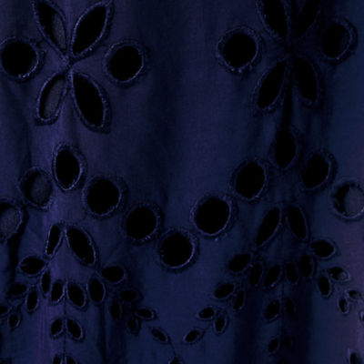 Zia Eyelet Midi Shirtdress, True Navy Soiree Eyelet, swatch